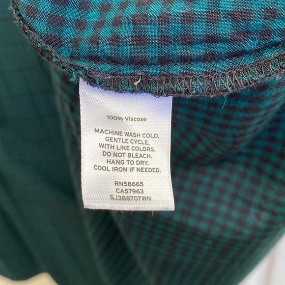 🖤🌲 Sejour Nordstrom Long Button Down Collared Black/Forest Green Check Shirt - Picture 12 of 13